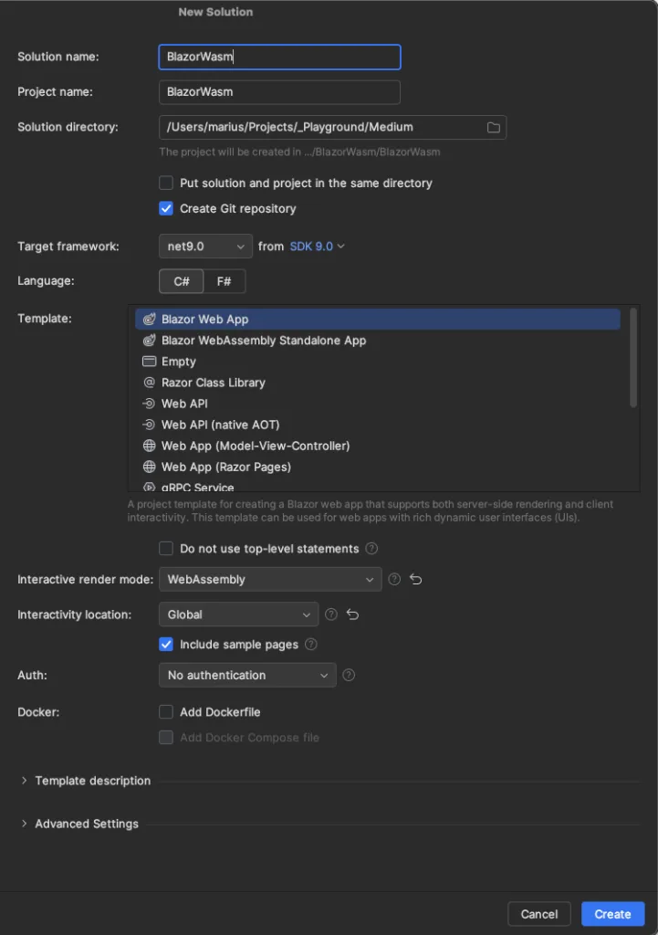 Blazor WASM Project generation using Jetbrains Rider