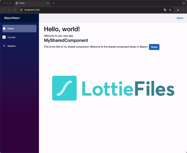 GIF of our newly created component in action