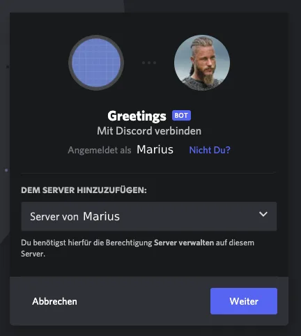 Greetings bot invitation
